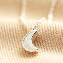 Load image into Gallery viewer, Opal Moon Necklace in Silver
