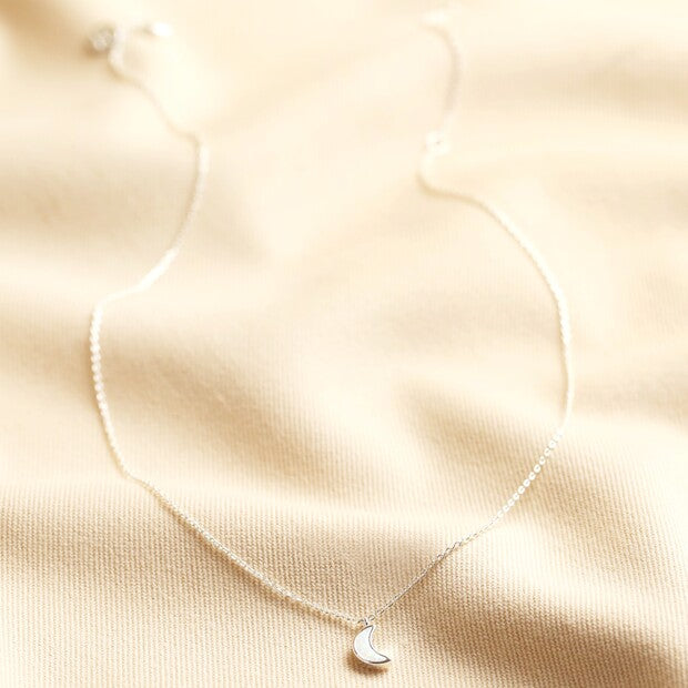 Opal Moon Necklace in Silver