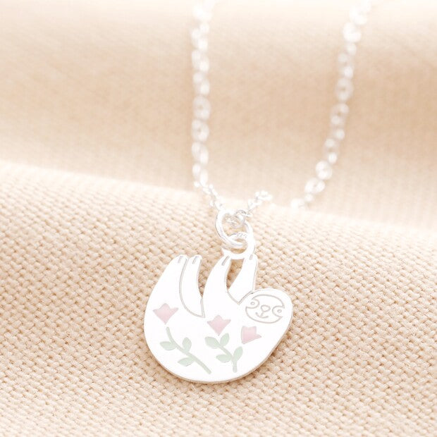 Sterling Silver Sloth Pendant Necklace