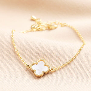 Shell Flower Charm Bracelet in Gold