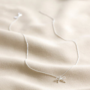 Tiny Bow Pearl Necklace