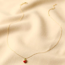 Load image into Gallery viewer, Tiny Strawberry Charm Necklace in Gold
