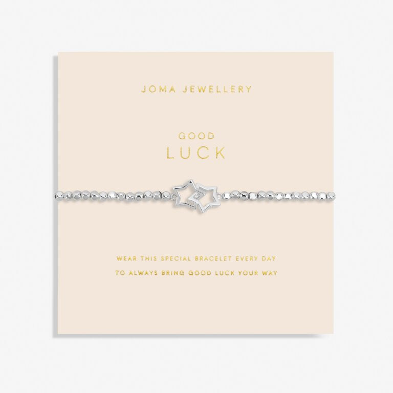 FOREVER YOURS GOOD LUCK Silver Bracelet 17.5cm stretch