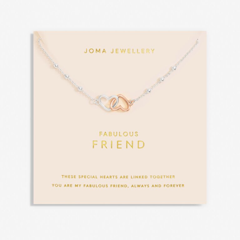 FOREVER YOURS NECKLACE FABULOUS FRIEND Silver and Rose Gold Plated Necklace 46cm + 5cm exten