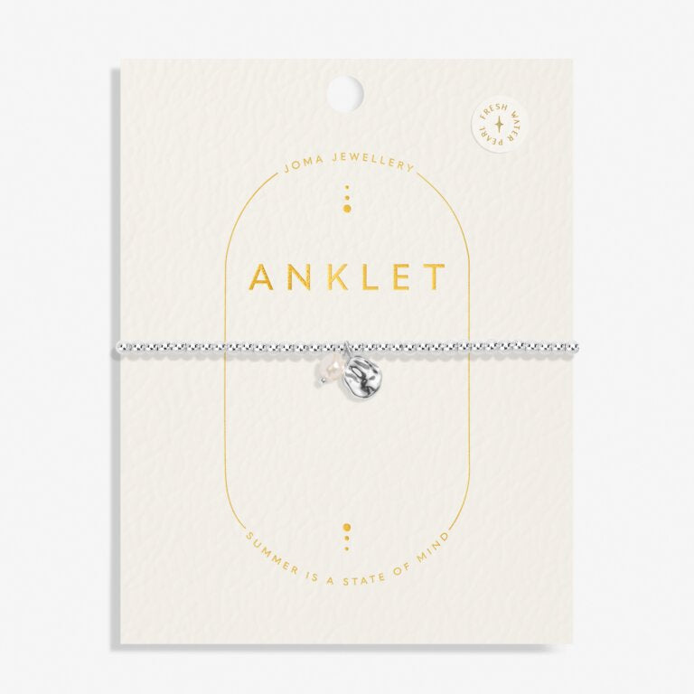 ANKLET PEARL Silver Plated Anklet 23cm stretch