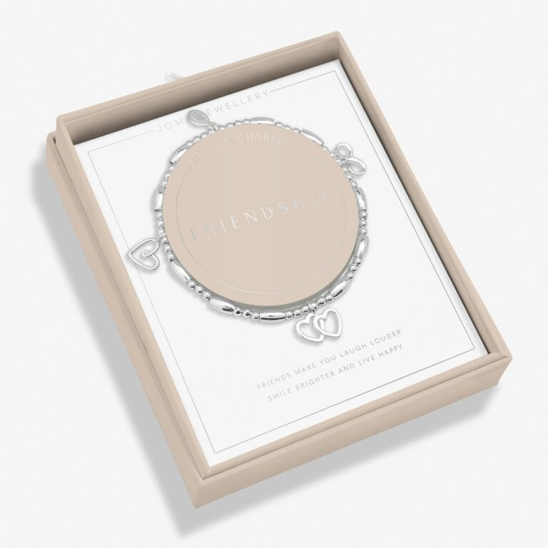 LIFE'S A CHARM FRIENDSHIP Silver Plated Bracelet 17.5cm stretch
