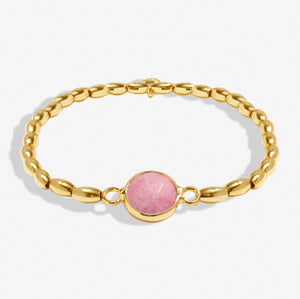 SERENITY STONES WATERMELON QUARTZ Gold Plated Bracelet 17.5cm stretch