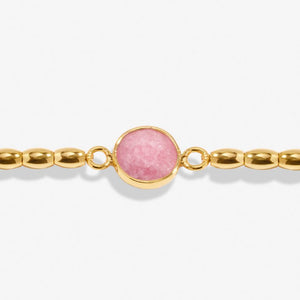 SERENITY STONES WATERMELON QUARTZ Gold Plated Bracelet 17.5cm stretch