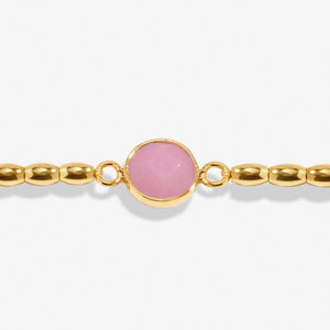 SERENITY STONES PINK JADE Gold Plated Bracelet 17.5cm stretch