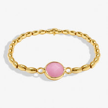 Load image into Gallery viewer, SERENITY STONES PINK JADE Gold Plated Bracelet 17.5cm stretch
