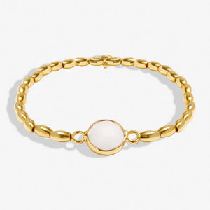 SERENITY STONES WHITE JADE Gold Plated Bracelet 17.5cm stretch