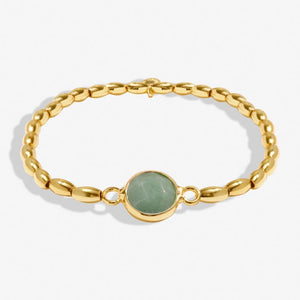 SERENITY STONES AVENTURINE Gold Plated Bracelet 17.5cm stretch