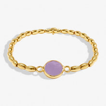 Load image into Gallery viewer, SERENITY STONES AMETHYST Gold Plated Bracelet 17.5cm stretch
