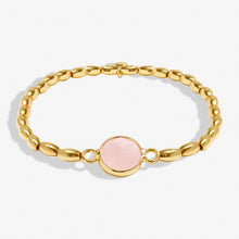 Load image into Gallery viewer, SERENITY STONES PINK QUARTZ Gold Plated Bracelet 17.5cm stretch
