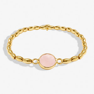 SERENITY STONES PINK QUARTZ Gold Plated Bracelet 17.5cm stretch