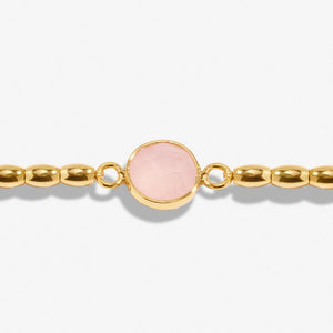 SERENITY STONES PINK QUARTZ Gold Plated Bracelet 17.5cm stretch