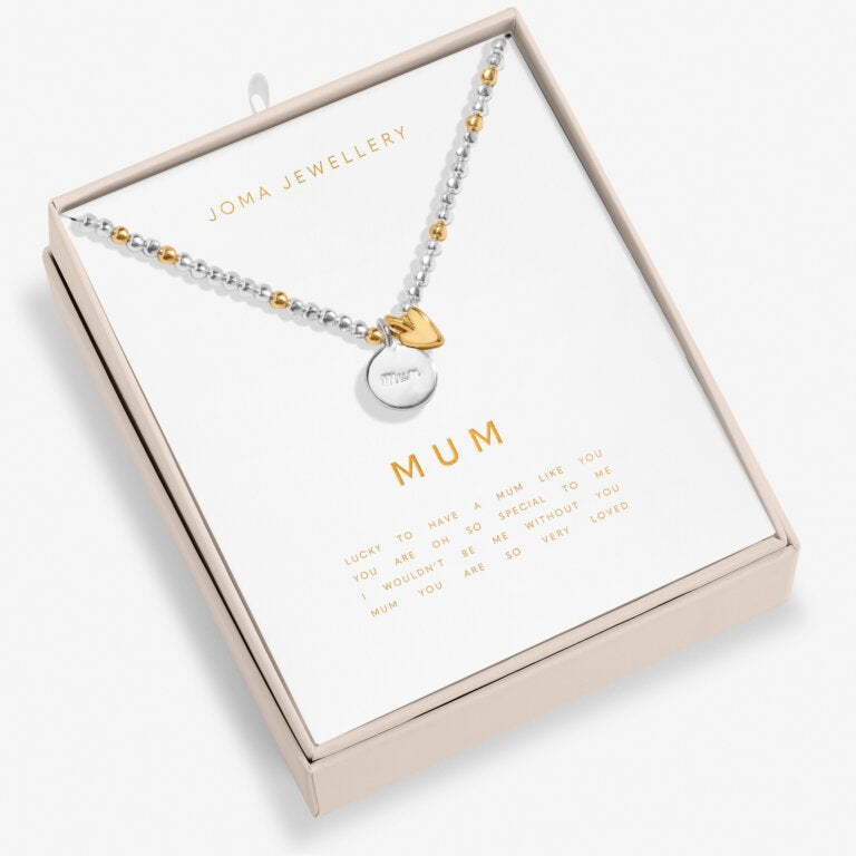 SO LOVED MUM Silver & Gold Plated Necklace 46cm + 5cm extender