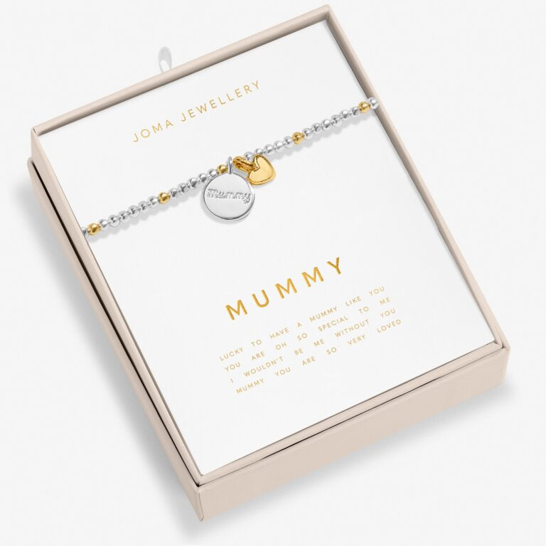 SO LOVED MUMMY Silver & Gold Plated Bracelet 17.5cm stretch