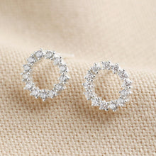Load image into Gallery viewer, Sterling Silver Sparkly Bridesmaid Circle Stud Earrings
