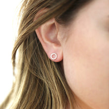 Load image into Gallery viewer, Sterling Silver Sparkly Bridesmaid Circle Stud Earrings
