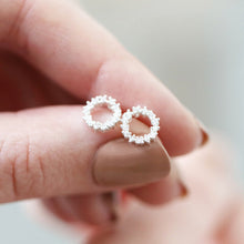 Load image into Gallery viewer, Sterling Silver Sparkly Bridesmaid Circle Stud Earrings
