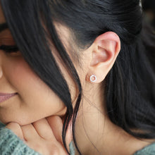 Load image into Gallery viewer, Sterling Silver Sparkly Bridesmaid Circle Stud Earrings
