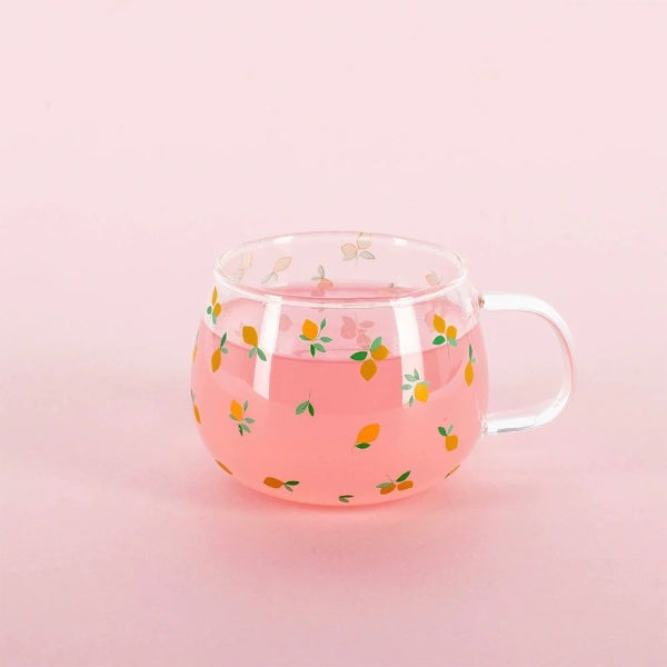 Glass Mug Ditsy Lemon
