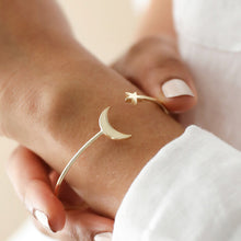 Load image into Gallery viewer, Gold Moon and Star Bangle
