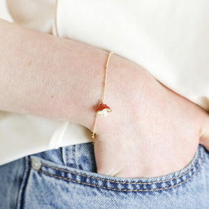 Enamel Toadstool Bracelet on Satellite Chain