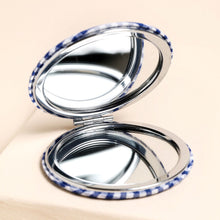Load image into Gallery viewer, Blue and White Gingham Lemon Compact Mirror
