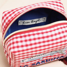 Load image into Gallery viewer, Red and White Gingham Fish Embroidery Pouch
