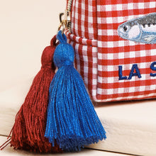 Load image into Gallery viewer, Red and White Gingham Fish Embroidery Pouch
