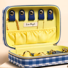 Load image into Gallery viewer, Blue Gingham and Lobster Print Rectangular Travel Jewellery Case
