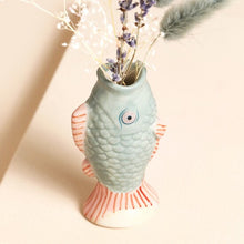 Load image into Gallery viewer, Blue Ceramic Mini Fish Bud Vase
