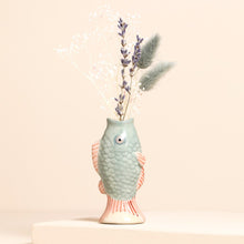 Load image into Gallery viewer, Blue Ceramic Mini Fish Bud Vase
