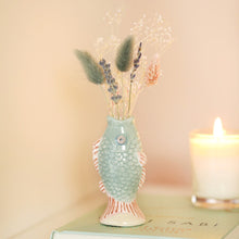 Load image into Gallery viewer, Blue Ceramic Mini Fish Bud Vase
