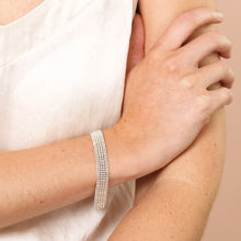 Load image into Gallery viewer, Wide Beaded Band Bracelet in Silver
