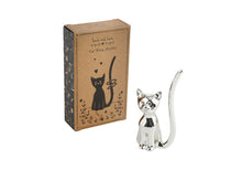 Load image into Gallery viewer, Silver Cat With Crystal Eyes Ring Holder
