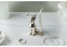 Load image into Gallery viewer, Silver Cat With Crystal Eyes Ring Holder
