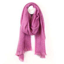 Load image into Gallery viewer, BRIGHT PINK KNIT SCARF WITH SEQUIN DETAIL
