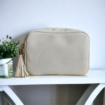 Cross Body Bag - Beige Single Zip