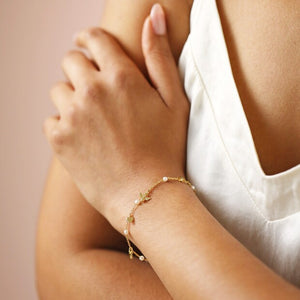 Bee, Pearl, Butterfly and Heart Charm Bracelet in Gold