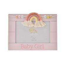Load image into Gallery viewer, Petit Cheri Wooden Photo Frame Macrame Rainbow Baby Girl 6x4"
