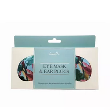 Load image into Gallery viewer, Botanical Palm Blue Eye Mask &amp; Ear Plug Set
