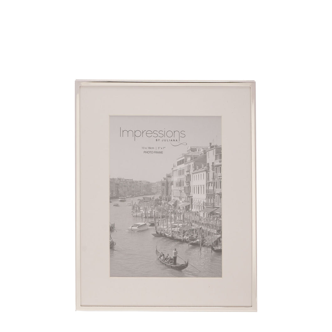 Impressions Silverplated Photo Frame White Border 5