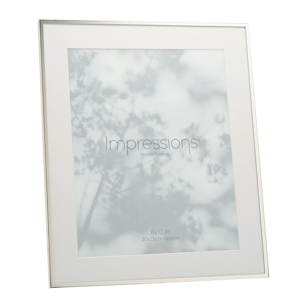 Impressions Silverplated Photo Frame White Border 8