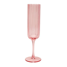 Load image into Gallery viewer, Set of 2 Hestia Bright Pink Scalloped Glass Champagne Flutes
