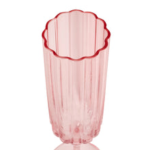 Load image into Gallery viewer, Set of 2 Hestia Bright Pink Scalloped Glass Champagne Flutes
