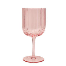 Load image into Gallery viewer, Set/2 Hestia Bright Pink Scalloped Wine Glasses
