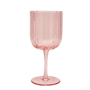 Set/2 Hestia Bright Pink Scalloped Wine Glasses